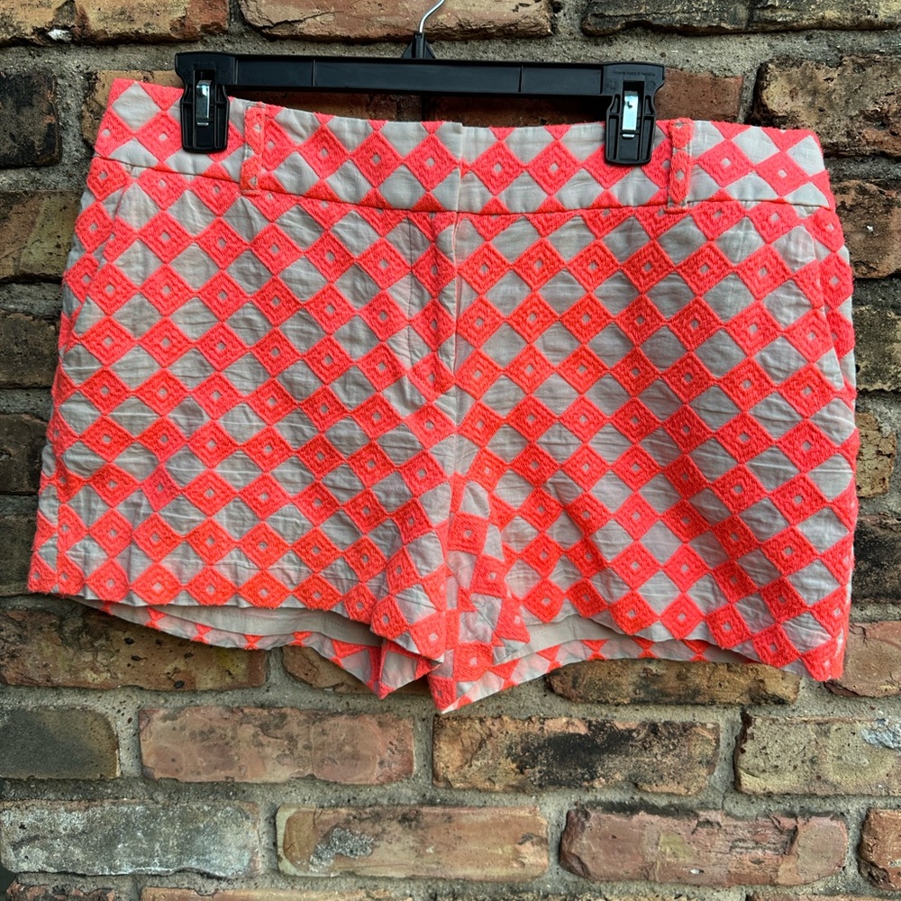 Womens Ann Taylor LOFT Riviera Shorts Size 10 Diamond Embroidered Zip Fly Summer